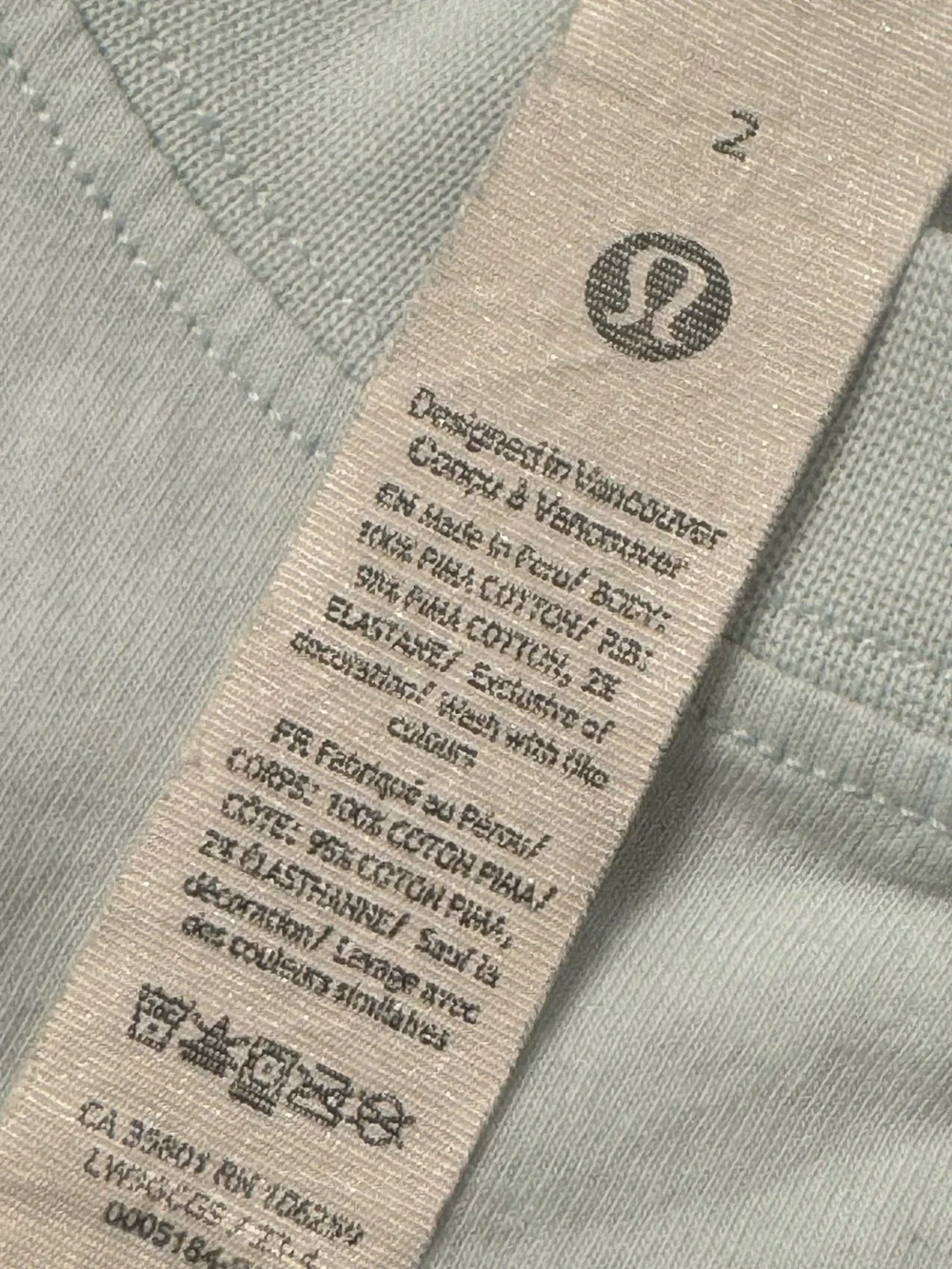 lululemon athletica Pale Blue Crewneck Crop Tee Sz 2